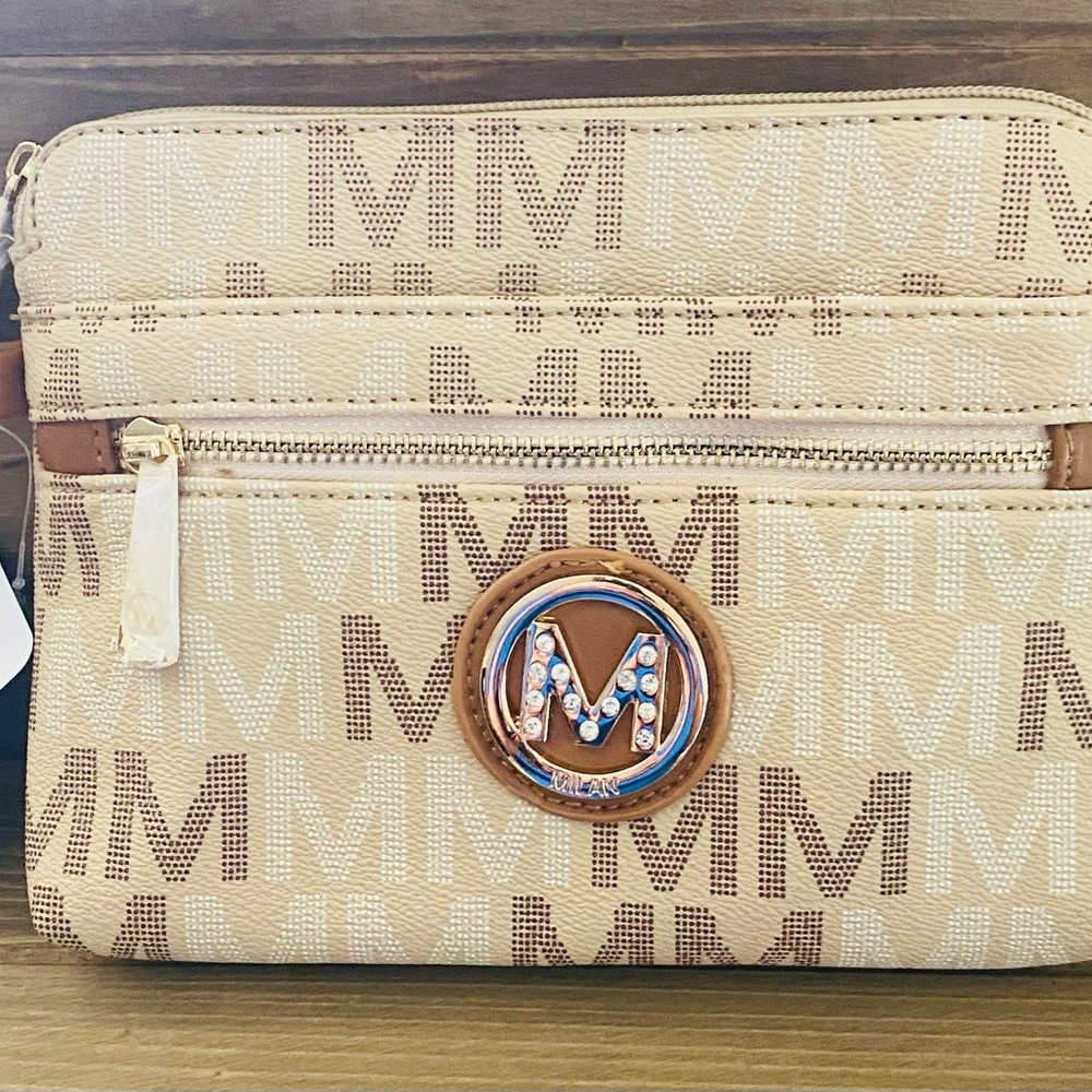 NWT MKF Collection Helen Milan M Signature Cross body Wristlet by Mia K. Farrow